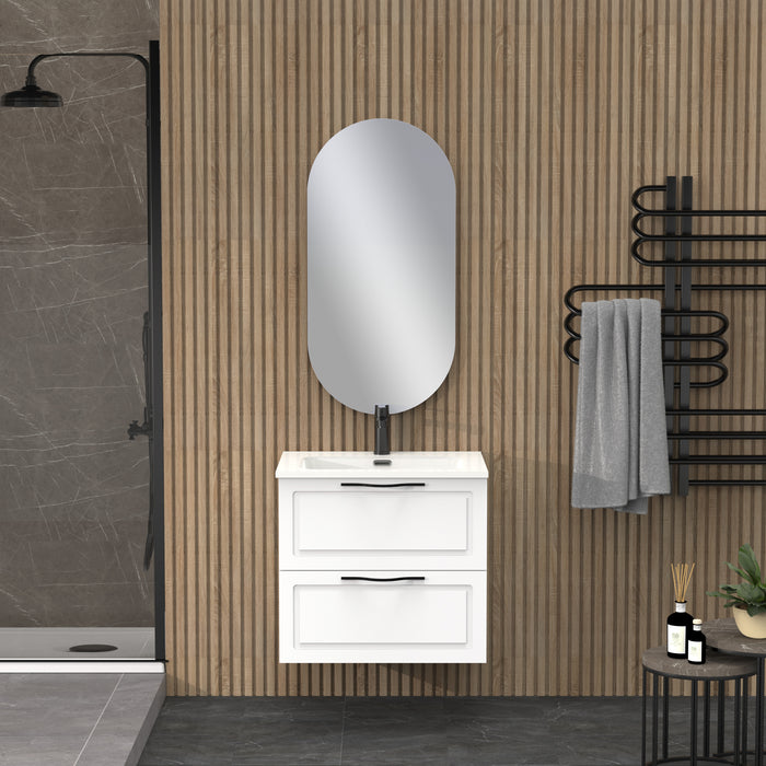 Matador 600mm Matt White Wall Hung Vanity Unit Including Basin