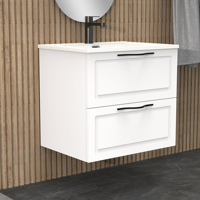 Matador 600mm Matt White Wall Hung Vanity Unit Including Basin