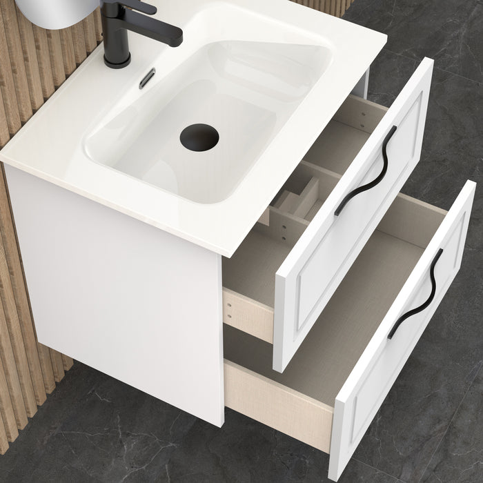 Matador 600mm Matt White Wall Hung Vanity Unit Including Basin