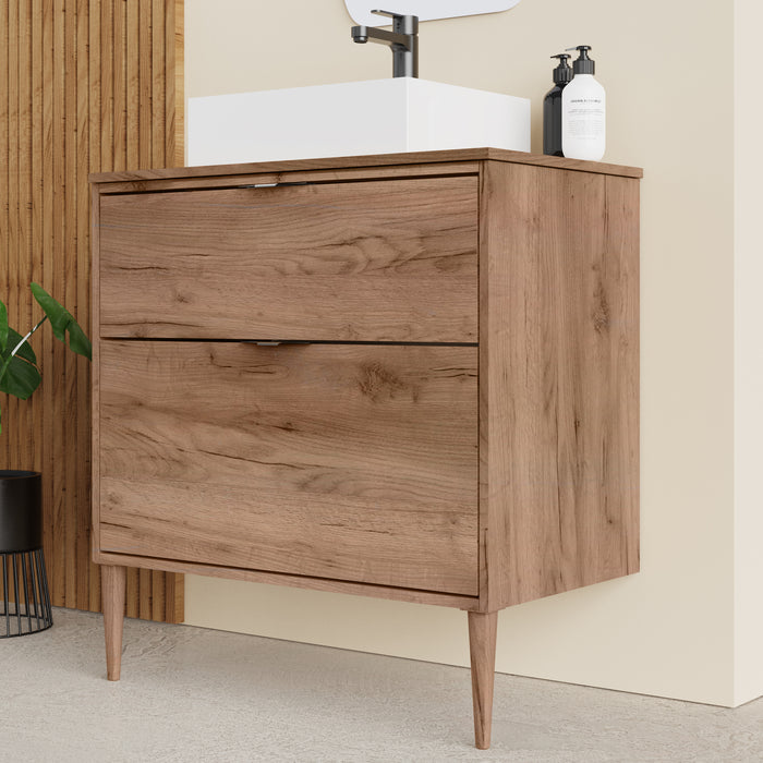 Noir Krafter 1000mm Exotic Walnut Wall Hung Vanity Unit