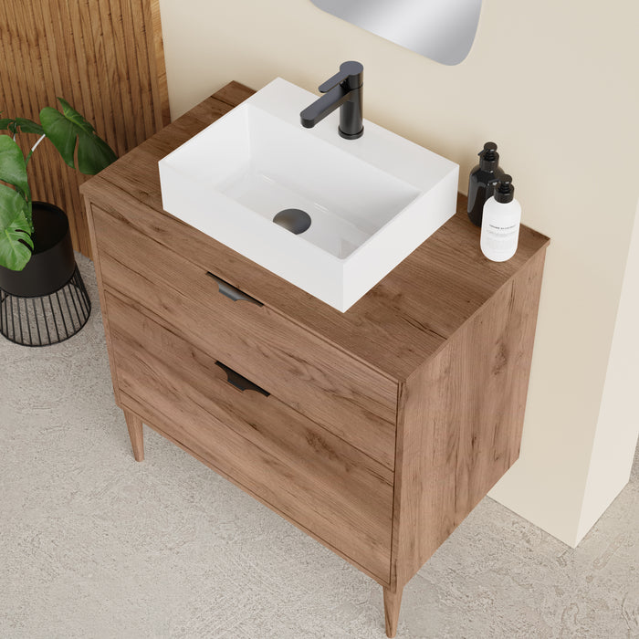 Noir Krafter 1000mm Exotic Walnut Wall Hung Vanity Unit