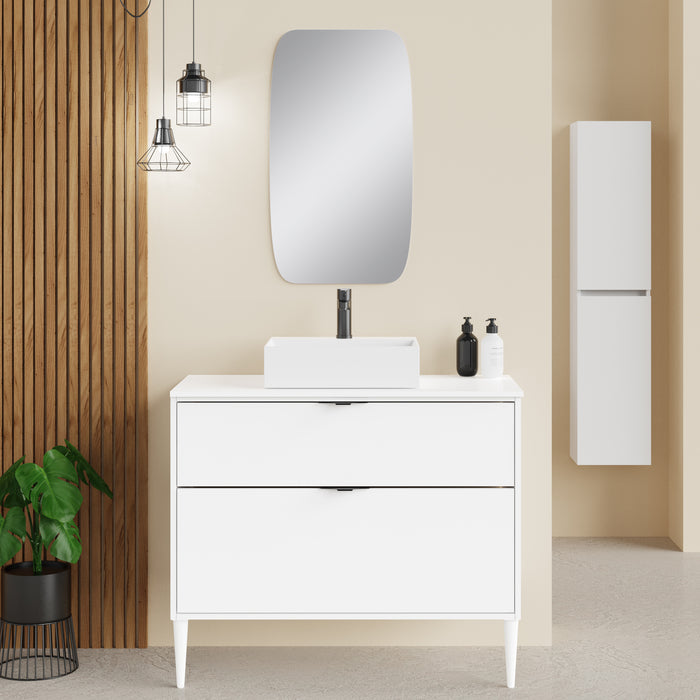 Noir Krafter 1000mm Matt White Wall Hung Vanity Unit
