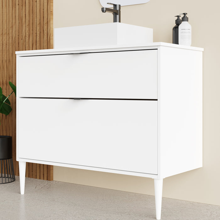 Noir Krafter 1000mm Matt White Wall Hung Vanity Unit