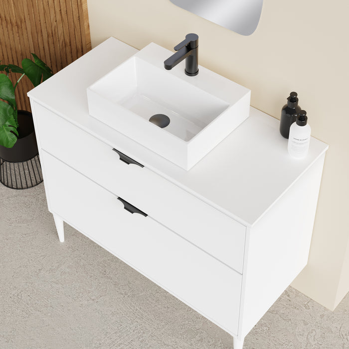 Noir Krafter 1000mm Matt White Wall Hung Vanity Unit