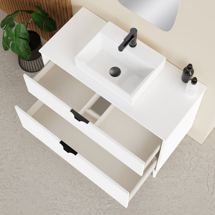 Noir Krafter 1000mm Matt White Wall Hung Vanity Unit