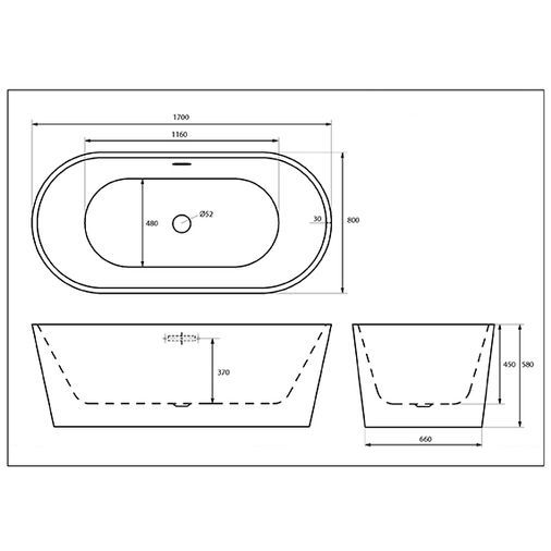 Newton Freestanding Bath - 1700mm X 800mm