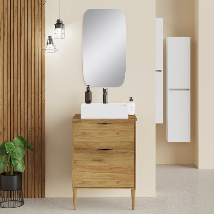 Noir Krafter 600mm Caramel Oak Wall Hung Vanity Unit