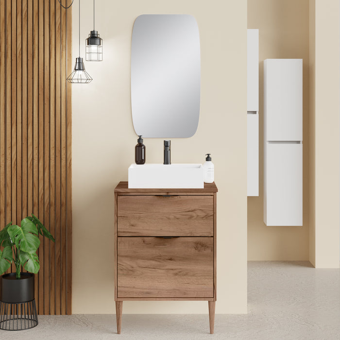 Noir Krafter 600mm Exotic Walnut Wall Hung Vanity Unit