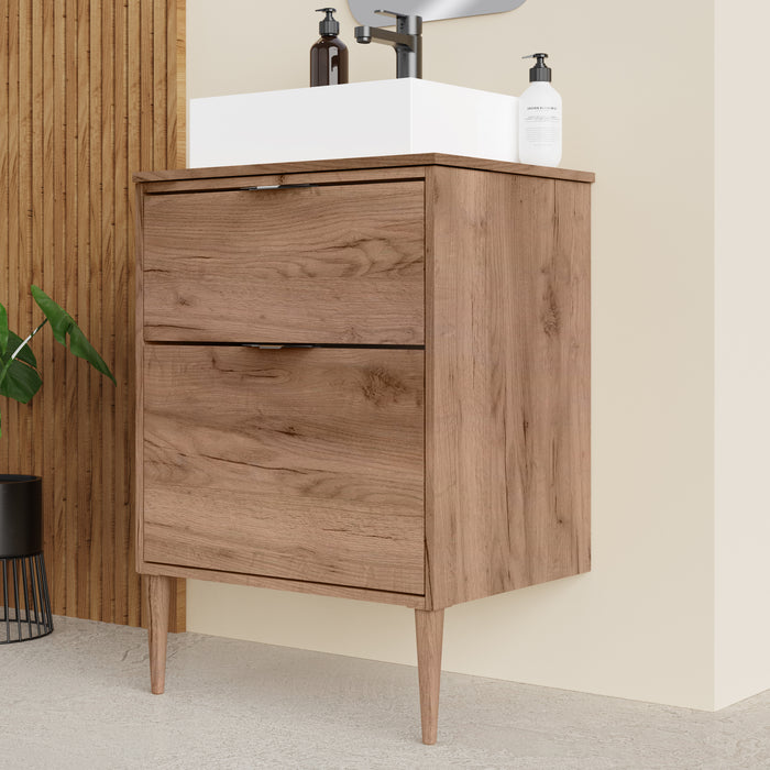 Noir Krafter 600mm Exotic Walnut Wall Hung Vanity Unit