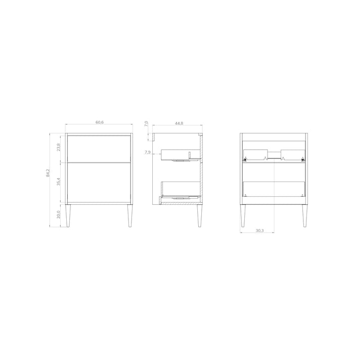 Noir Krafter 600mm Exotic Walnut Wall Hung Vanity Unit
