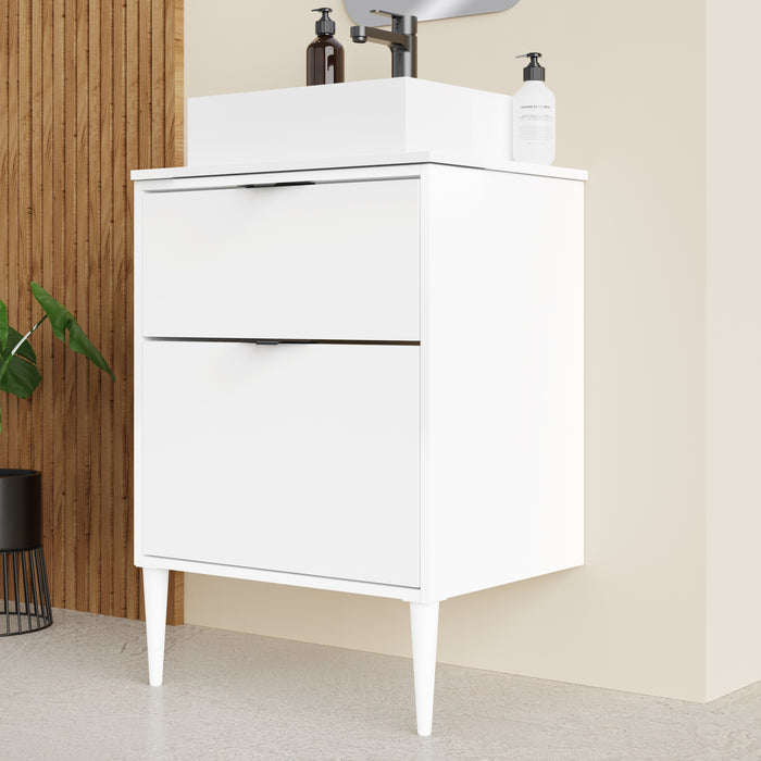 Noir Krafter 600mm Matt White Wall Hung Vanity Unit