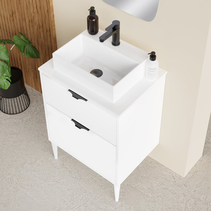 Noir Krafter 600mm Matt White Wall Hung Vanity Unit