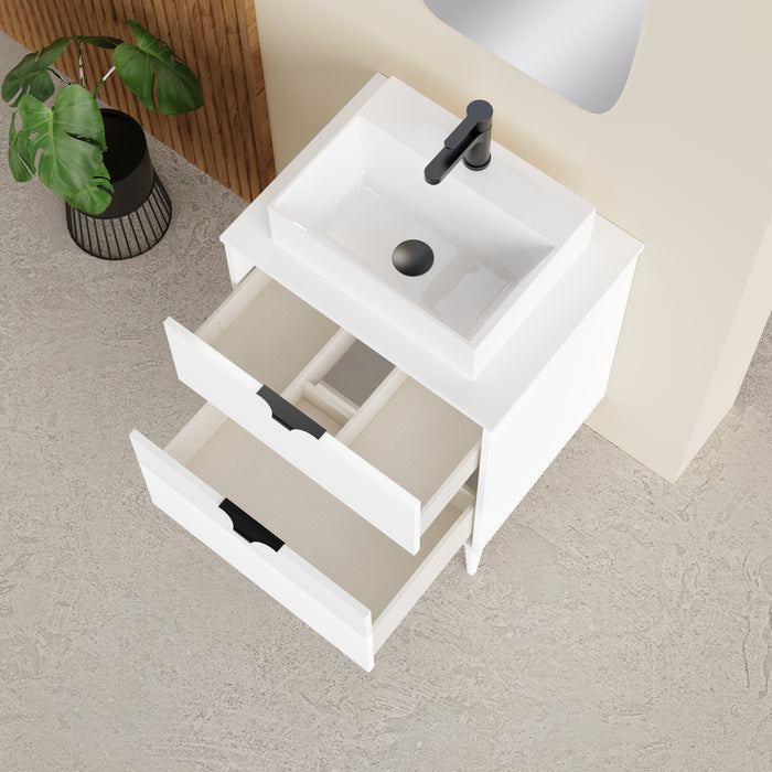 Noir Krafter 600mm Matt White Wall Hung Vanity Unit