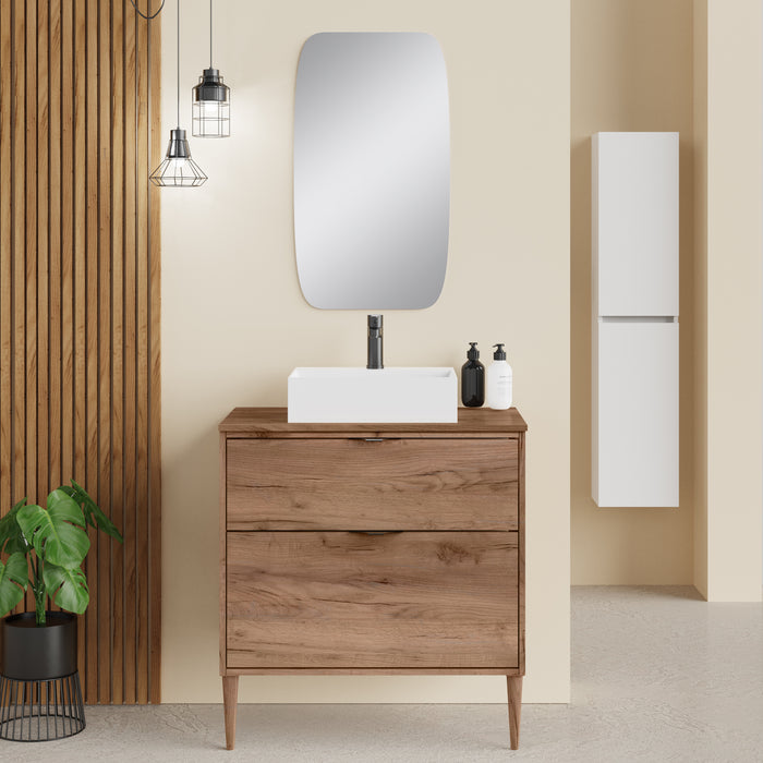 Noir Krafter 800mm Exotic Walnut Wall Hung Vanity Unit 800mm