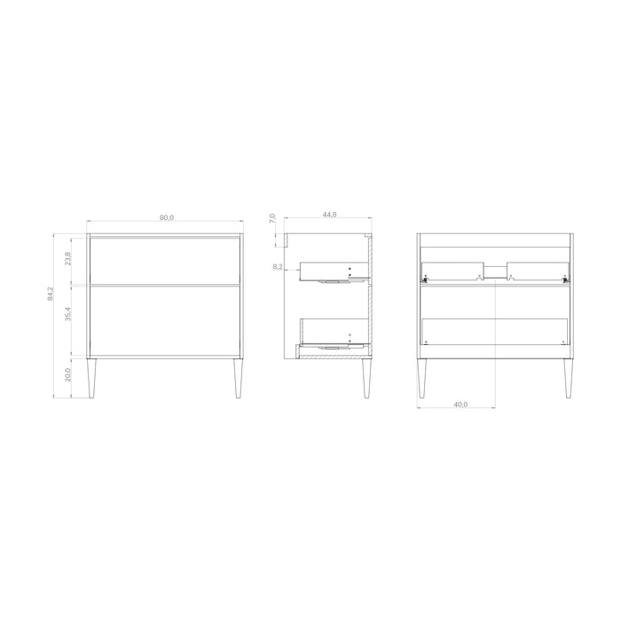 Noir Krafter 800mm Matt White Wall Hung Vanity Unit