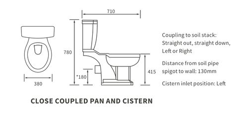 Whitechapel Close Coupled Toilet (Including Seat)