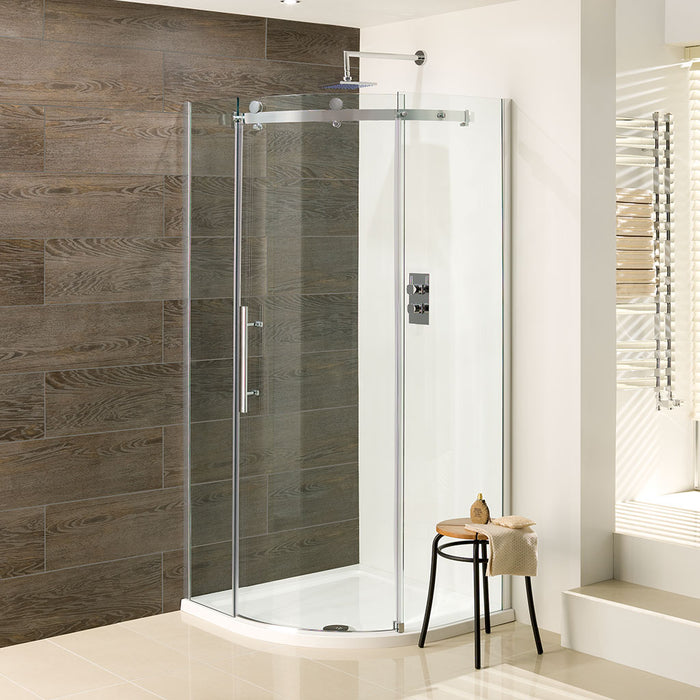 Vanguard Silver Frameless Quadrant Shower Enclosure 800mm