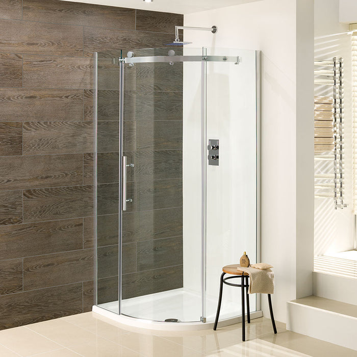 Vanguard Silver Frameless Quadrant Shower Enclosure 900mm