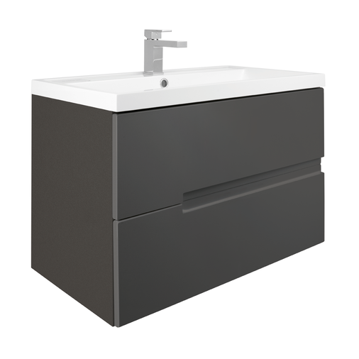 Vermont 800mm Wall Mounted Vanity Unit & Basin - Gloss Grey
