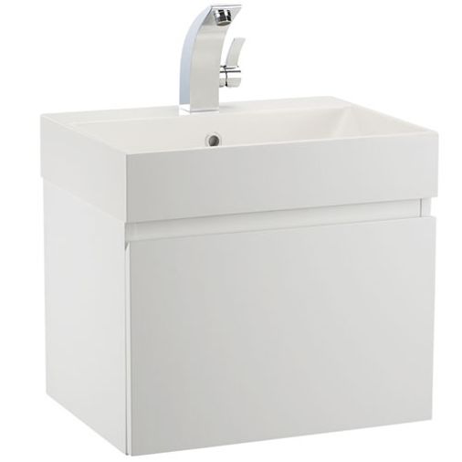Mino 600mm Wall Hung Basin Unit inc Basin Complete - Gloss White