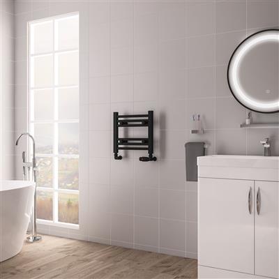 Biava Matt Black Straight Hidden Vent Multi-Towel Rail 360 x 400mm