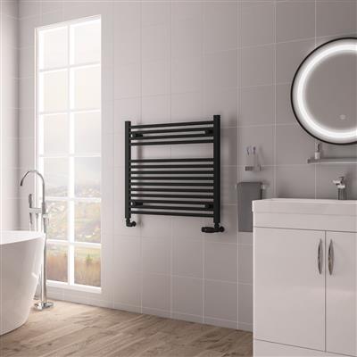 Biava Matt Black Straight Hidden Vent Multi-Towel Rail 688 x 600mm