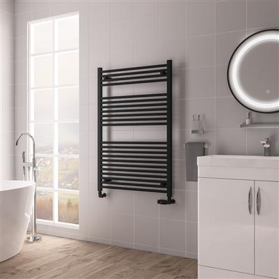Biava Matt Black Straight Hidden Vent Multi-Towel Rail 1118 x 600mm