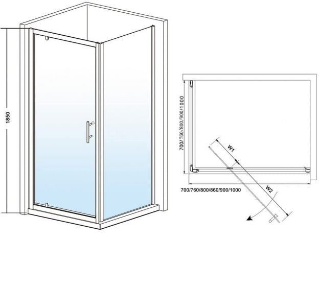 Elle 800mm Framed Pivot Hinged Shower Door 6mm Tempered Glass Swing Door