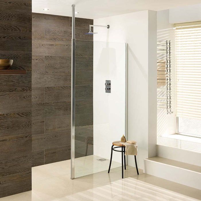 Vantage Polished Silver Square 8mm Walk In Panel 1000mm
