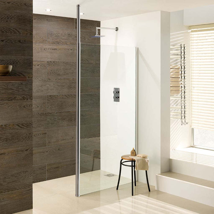 Vantage Polished Silver Square 8mm Walk In Panel 900mm