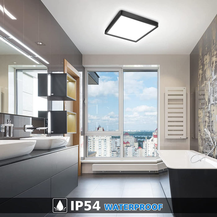 Optim Noir IP54 Bathroom Ceiling Light Square - Black