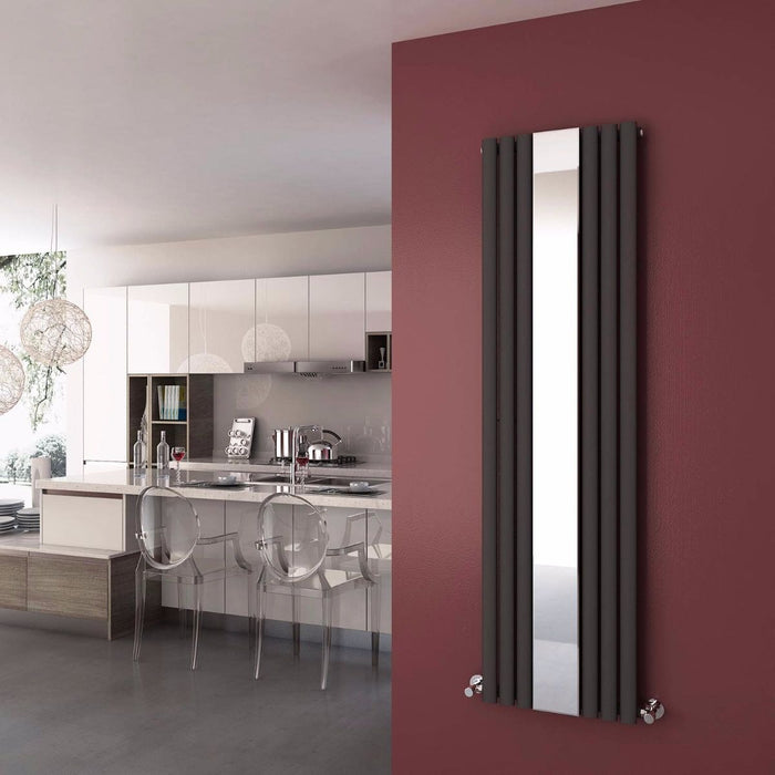 Elle Anthracite 1800x500mm Vertical Oval Panel Mirror Radiator