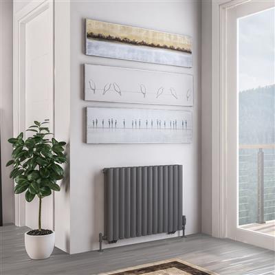 Tunstall Matt Anthracite Double Horizontal Radiator 600 x 589mm