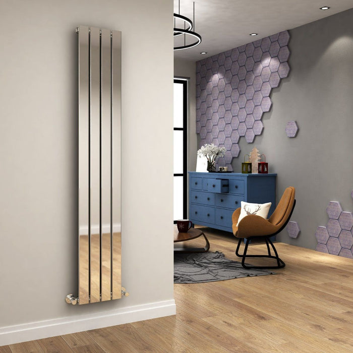 Elle 1800 x 300mm Vertical Column Radiator Chrome Single Flat Panel Bathroom Radiator