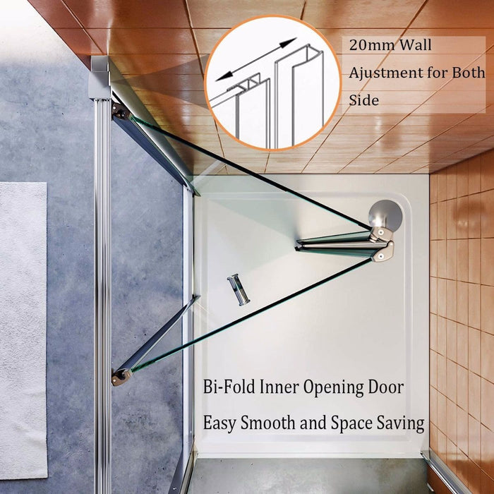 Elle 1000 x 900mm Framed Bifold Shower Enclosure 5mm Tempered Glass Cubicle