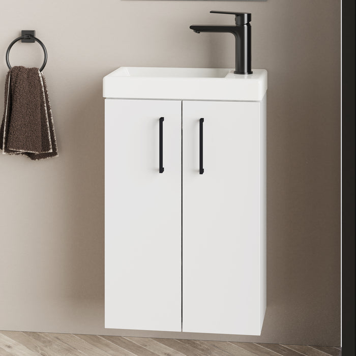 Mino 400mm Matt White Wall Hung Cloakroom Vanity