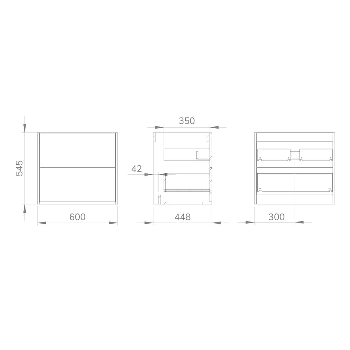 Optim Noir 600mm Wall Hung Vanity Unit + Basin - Natural Oak