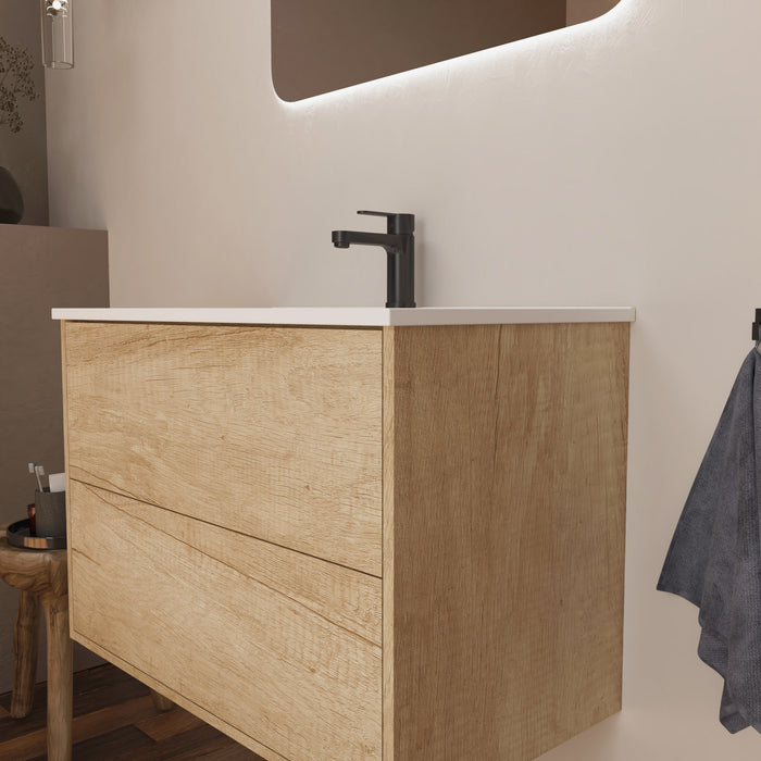 Optimus 800 Wall Hung Vanity Unit + Basin - Nordick Natural Oak