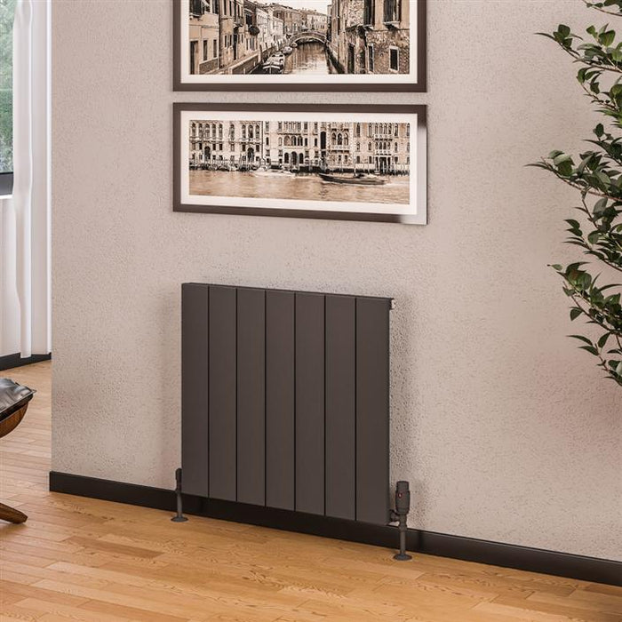 Rosano Matt Anthracite Horizontal Aluminium Radiator 600 x 470mm