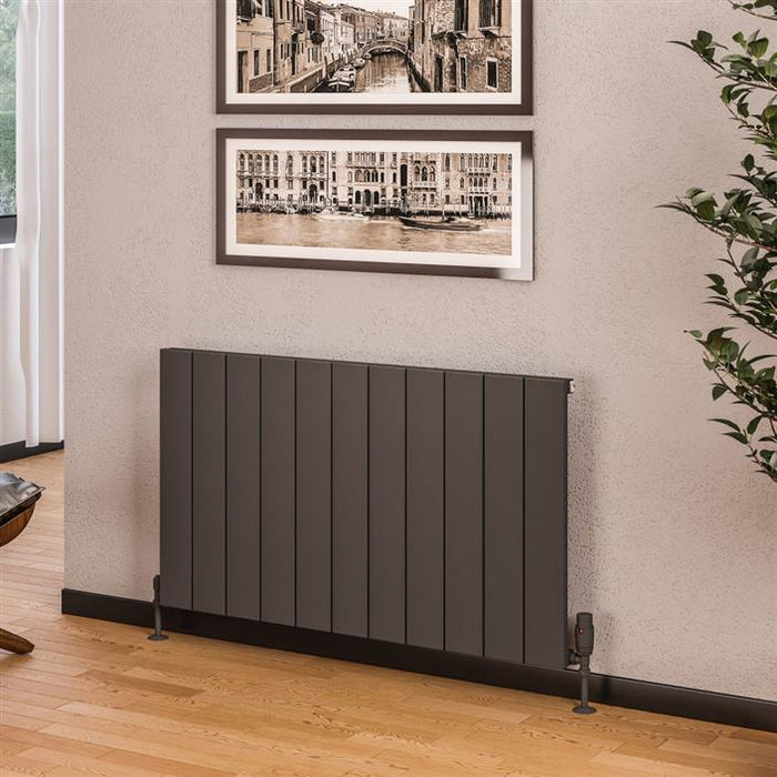 Rosano Matt Anthracite Horizontal Aluminium Radiator 600 x 470mm