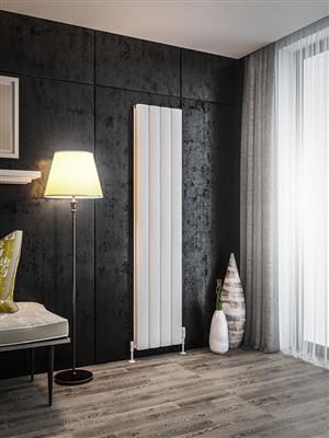 Guardia Matt White Vertical Aluminium Radiator 1800 x 375mm