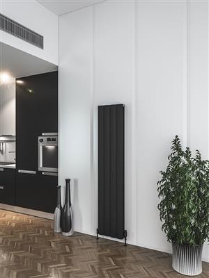 Guardia Matt Black Vertical Aluminium Radiator 1800 x 280mm