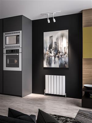 Guardia Matt White Horizontal Aluminium Radiator 600 x 470mm