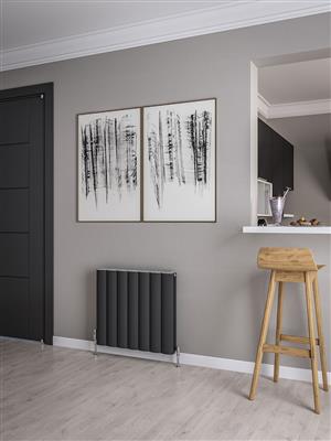 Guardia Matt Anthracite Horizontal Aluminium Radiator 600 x 470mm