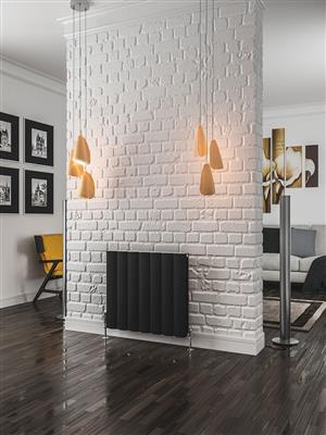 Guardia Matt Black Horizontal Aluminium Radiator 600 x 470mm