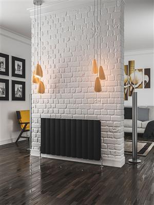 Guardia Matt Black Horizontal Aluminium Radiator 600 x 1040mm