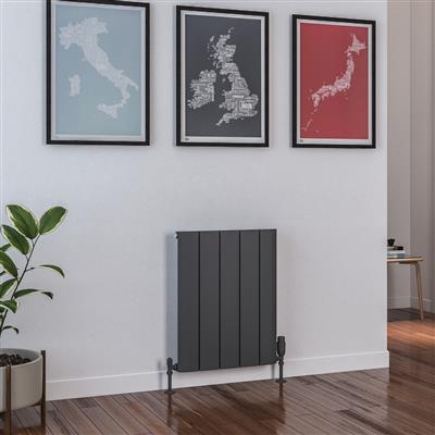 Peretti Matt Anthracite Horizontal Aluminium Radiator 600 x 470mm