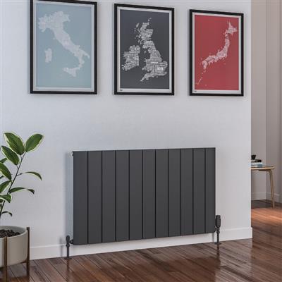 Peretti Matt Anthracite Horizontal Aluminium Radiator 600 x 660mm