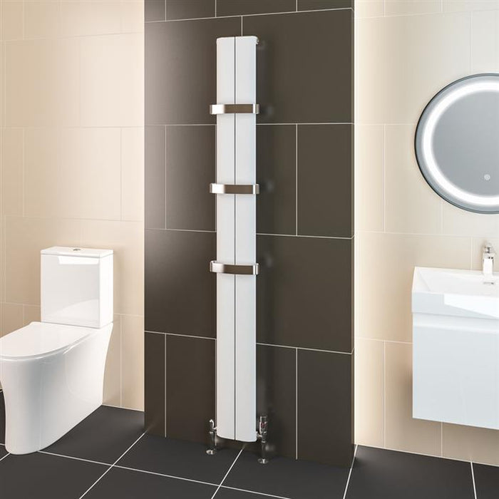 Berlini Matt White Vertical Aluminium Radiator 1800 x 185mm