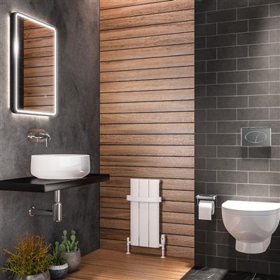 Peretti Matt White Vertical Aluminium Radiator 600 x 280mm